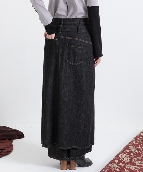 美品 AULA AILA 3WAY レイヤードデニムパンツ チュール シアー 美品 AULA AILA 3WAY レイヤードデニムパンツ チュール シアー