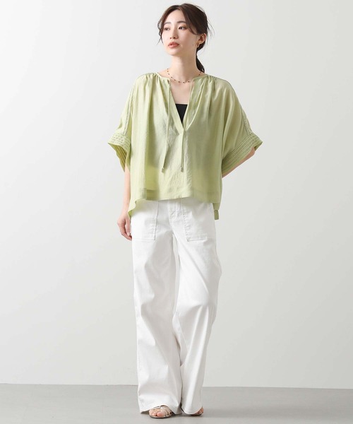 ブラウス シャツ スキッパーピンタックスリーブブラウス レディース Gready Brilliant ブラウス シャツ スキッパーピンタック