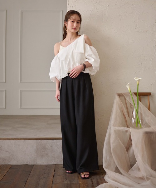 ブラウス シャツ balloon one shoulder tops / バルーンワンショルダートップス レディース mideal ブラウス シャツ balloon one shoulder tops / バルーン