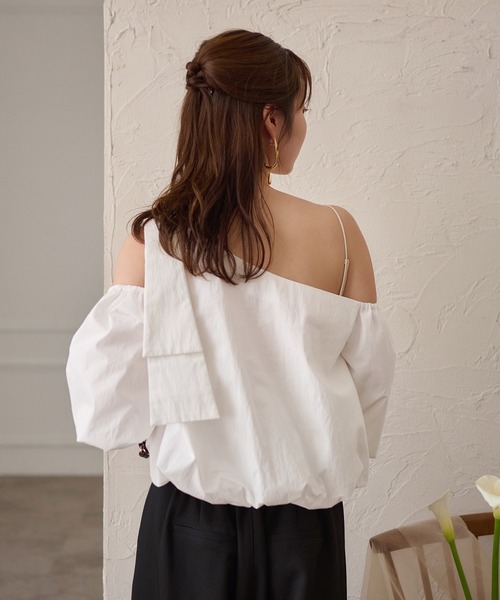 ブラウス シャツ balloon one shoulder tops / バルーンワンショルダートップス レディース mideal ブラウス シャツ balloon one shoulder tops / バルーン