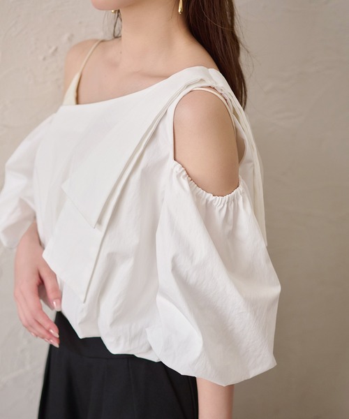 ブラウス シャツ balloon one shoulder tops / バルーンワンショルダートップス レディース mideal ブラウス シャツ balloon one shoulder tops / バルーン
