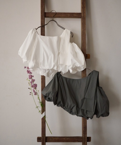mideal ブラウス シャツ balloon one shoulder tops / バルーン