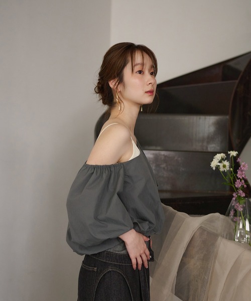 ブラウス シャツ balloon one shoulder tops / バルーンワンショルダートップス レディース mideal ブラウス シャツ balloon one shoulder tops / バルーン