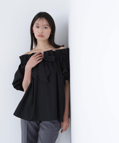 NATURAL BEAUTY BASIC 2wayリボンボウブラウス　ストライプ NATURAL BEAUTY BASIC 2wayリボンボウブラウス ストライプ