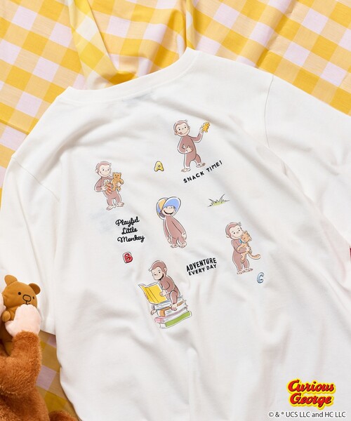 tシャツ 「おさるのジョージ」 バックプリントTシャツ/ビッグシルエットTシャツ レディース FREAK'S STORE tシャツ 「おさるのジョージ」 バックプリントT