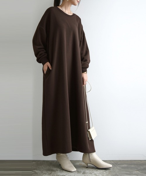 and it_（アンドイット） ワンピース 裏起毛ゆったりマキシワンピース