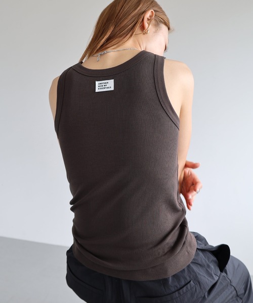 ANME タンクトップ ノースリーブ テレコリブカップ付きアメスリタンク