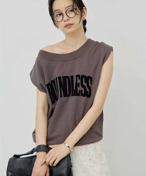 トレーナー スウェット オフショルロゴスウェットTシャツ レディース