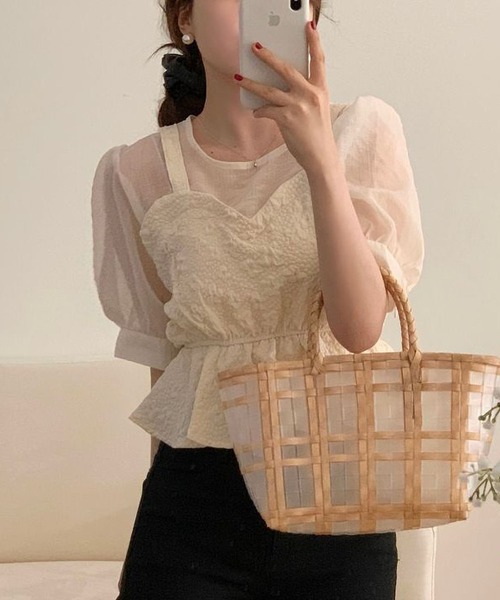 「MAISON DE THERESE」 半袖ブラウス M アイボリー レディース