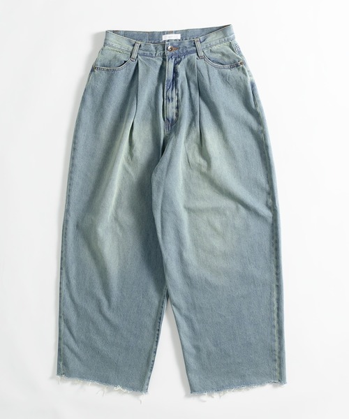 「MUHET」 加工デニムパンツ LARGE チャコール メンズ