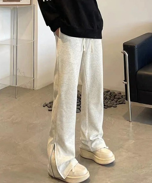スウェットパンツ ジャージ 裾ジップデザイン フレアシルエット