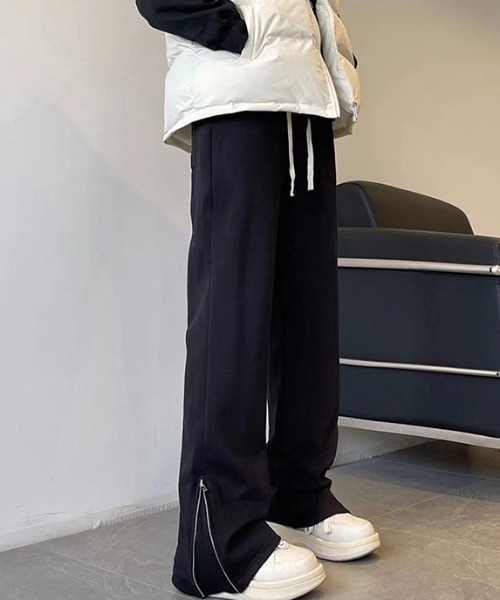 スウェットパンツ ジャージ 裾ジップデザイン フレアシルエット