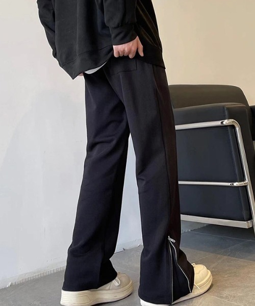 スウェットパンツ ジャージ 裾ジップデザイン フレアシルエット