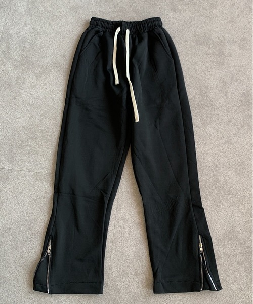 スウェットパンツ ジャージ 裾ジップデザイン フレアシルエット