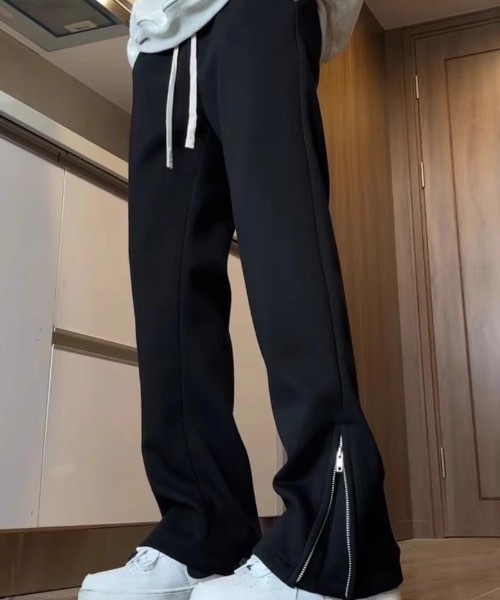スウェットパンツ ジャージ 裾ジップデザイン フレアシルエット