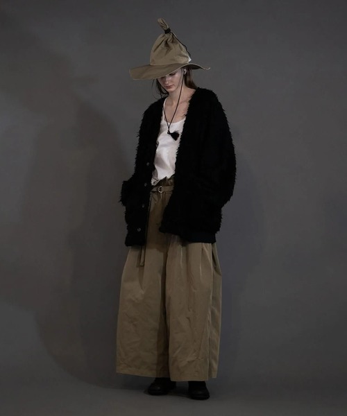 【25AW my beautiful landletシャギービッグカーディガン】 My Beautiful Landlet FAUX ALPACA ビッグカーディガン Black