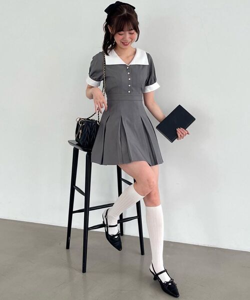MAJESTIC LEGON（マジェスティックレゴン） ワンピース 衿配色ミニ