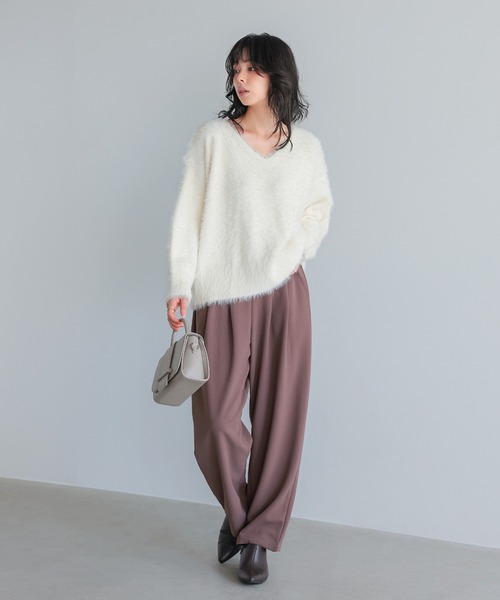 itto ニット セーター バックリボンふわふわシャギーニット