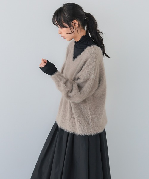 美品✨アドーア バックリボン シャギーニット ふわふわ ベージュ 5分袖 ふんわりシャギーニット特集 - レディースファッション通販 神戸レタス
