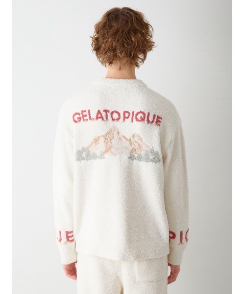 gelato pique パウダーベアジャガードプルオーバーオフホワイト gelato pique（ジェラートピケ） パジャマ 「HOMME」パウダー