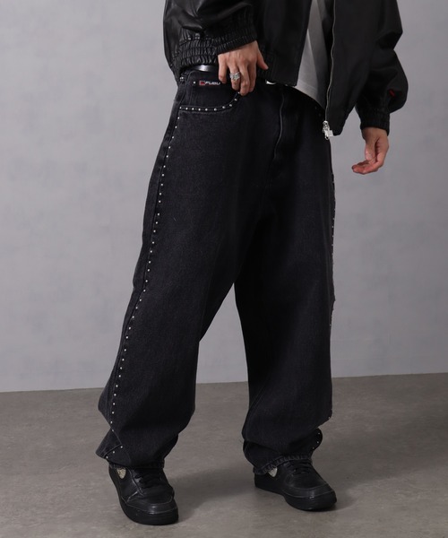 FUBU デニム ペインターパンツ ワイドシルエット FUBU（フブ） ワイドパンツ ジーンズ Studs Denim Jacket / スタッズ