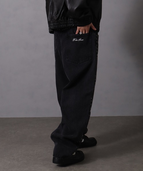 Platinum FUBU 黒デニム00s FUBU（フブ） ワイドパンツ ジーンズ Studs Denim Jacket / スタッズ