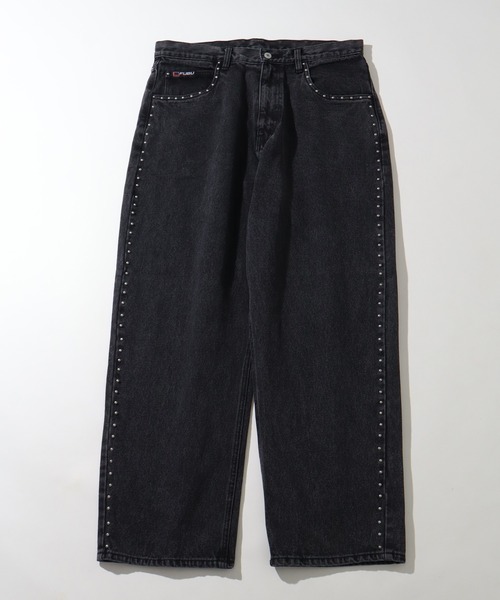 FUBU ブラック　デニム　パンツ FUBU（フブ） ワイドパンツ ジーンズ Studs Denim Jacket / スタッズ
