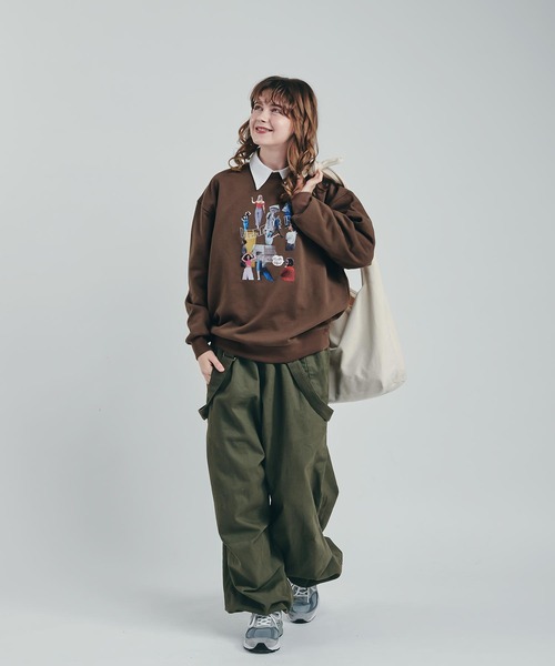 「MUHET」 スウェットカットソー X-LARGE ブラウン レディース_画像4