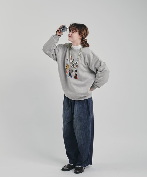 「MUHET」 スウェットカットソー X-LARGE ブラウン レディース_画像9