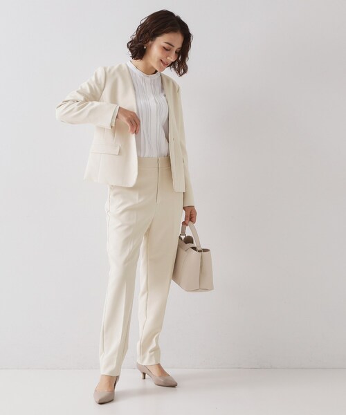OP ホワイトベージュ ジャケット パンツ上下セット OP ホワイトベージュ ジャケット パンツ上下セット