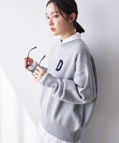 Dessin（デッサン） ニット セーター 「洗える」Dサガラ刺繍ワッペン