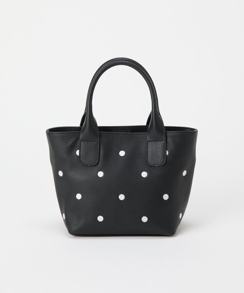 BEARDSLEY ドット柄 牛革 トートバッグ Lサイズ BEARDSLEY（ビアズリー） トートバッグ 「本革」ドット刺繍バッグ/小