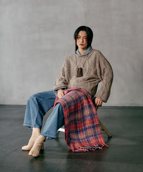 LEPSIM（レプシィム） ニット セーター 3ゲージニュアンスケーブルプル