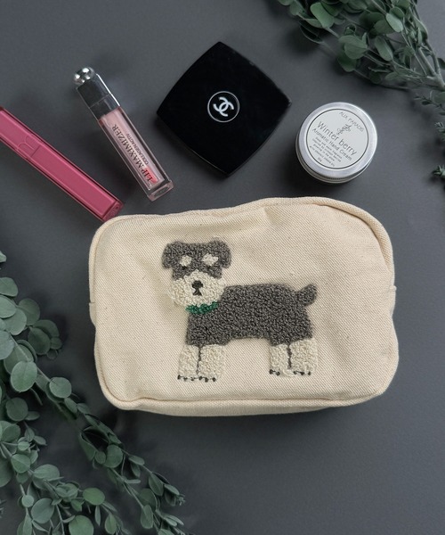 CALIFORNIA OUTFITTERS ポーチ 10E7 キャンバス もこもこ アニマル刺繍