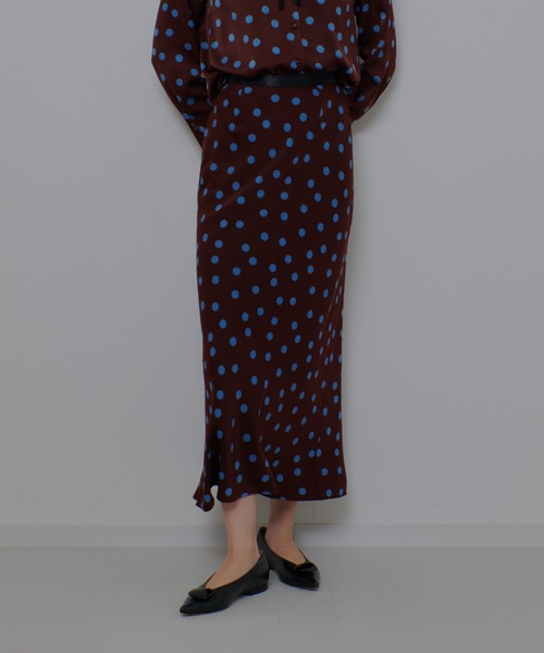 アルアバイル allureville 25年秋冬物水色ドット柄ロングスカート02 LOULOU WILLOUGHBY】ドットチュールスカート