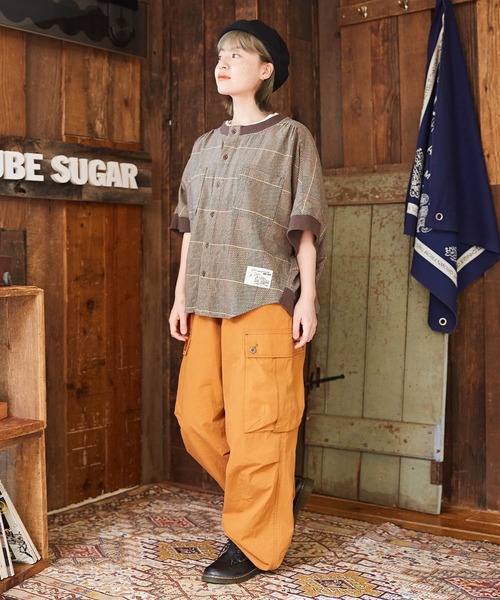 「CUBE SUGAR」 半袖ブラウス M グレー レディース_画像3
