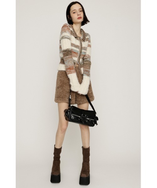 SLY（スライ） ニット セーター SHAGGY MIX FRONT ZIP TOPS シャギー