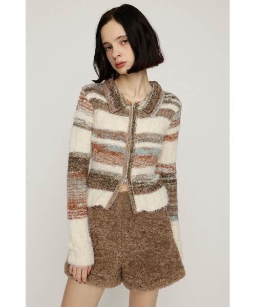 SLY（スライ） ニット セーター SHAGGY MIX FRONT ZIP TOPS シャギー