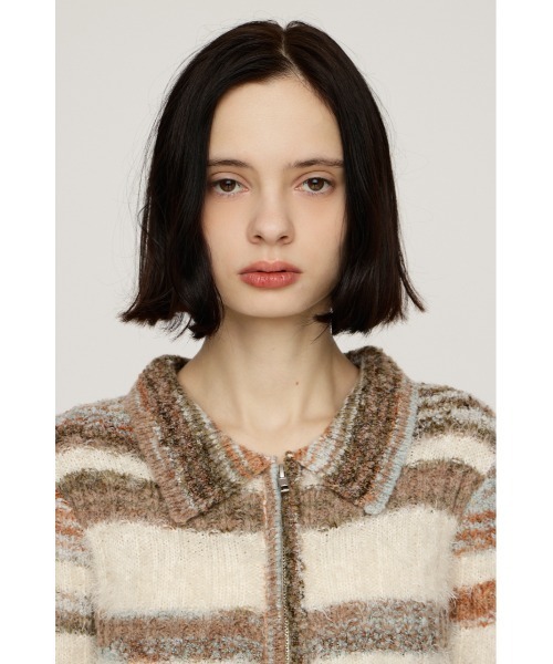 SLY（スライ） ニット セーター SHAGGY MIX FRONT ZIP TOPS シャギー