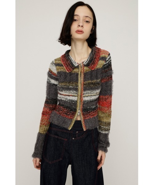 ★SLYスライ【SHAGGY MIX FRONT ZIP トップス】ニット SLY（スライ） ニット セーター SHAGGY MIX FRONT ZIP TOPS シャギー