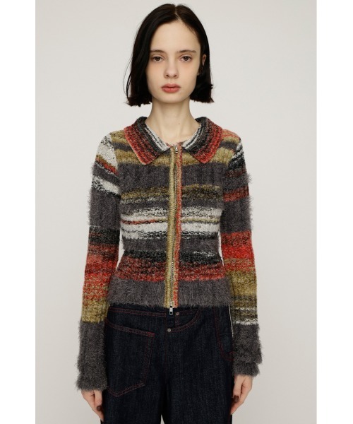 SLY（スライ） ニット セーター SHAGGY MIX FRONT ZIP TOPS シャギー