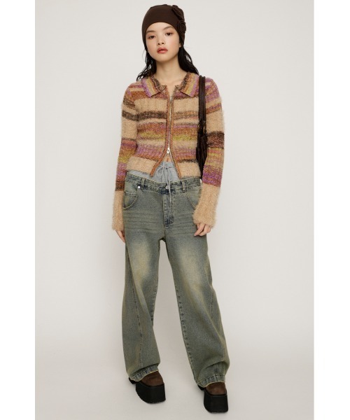 SLY（スライ） ニット セーター SHAGGY MIX FRONT ZIP TOPS シャギー