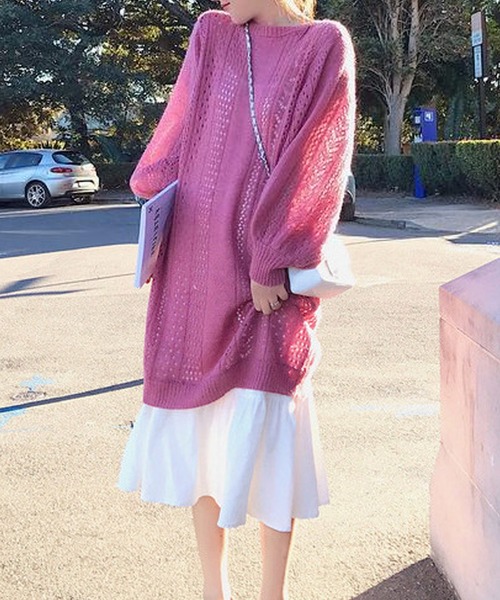 「Amulet」 ニットワンピース FREE ピンク レディース_画像2