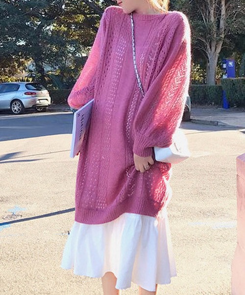 「Amulet」 ニットワンピース FREE ピンク レディース_画像6