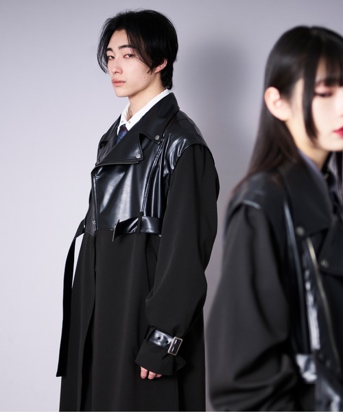 「Ellno Loset」 トレンチコート MEDIUM ブラック メンズ_画像3