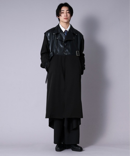 「Ellno Loset」 トレンチコート MEDIUM ブラック メンズ_画像4
