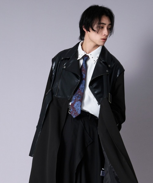 「Ellno Loset」 トレンチコート MEDIUM ブラック メンズ_画像7