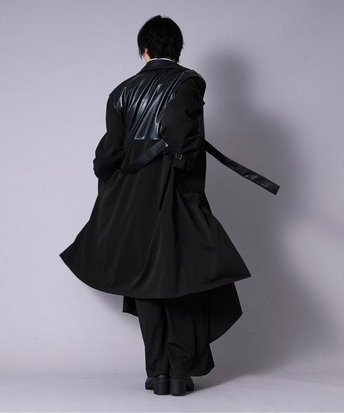 「Ellno Loset」 トレンチコート MEDIUM ブラック メンズ_画像9