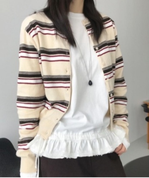 tシャツ マルチボーダー ショート丈カーディガン レディース メンズ