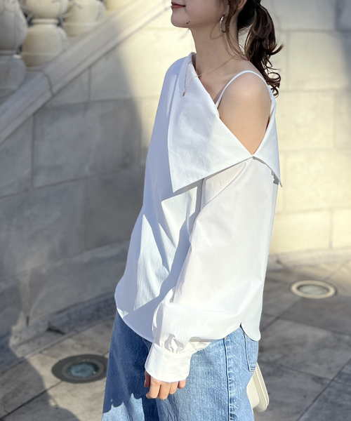 「EMMA　ROUGE VIF」 長袖ブラウス フリー ホワイト レディース_画像9